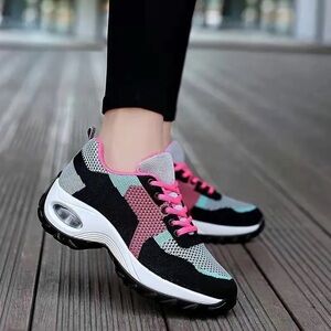 Women's Black and Pink Sneakers